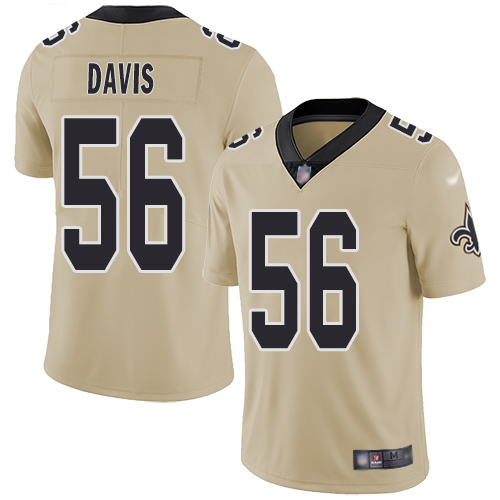 Men New Orleans Saints Limited Gold DeMario Davis Jersey NFL Football 56 Inverted Legend Jersey